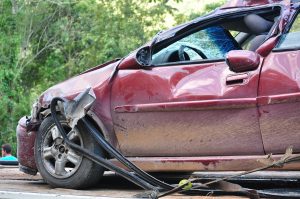 Car damaged after a car accident